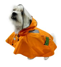 Clear View Poncho Raincoat with Reflective Stripes (Color: Orange, size: XL)