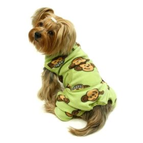 Silly Monkey Front Sleeveless Fleec Pajamas (Color: Lime, size: XL)